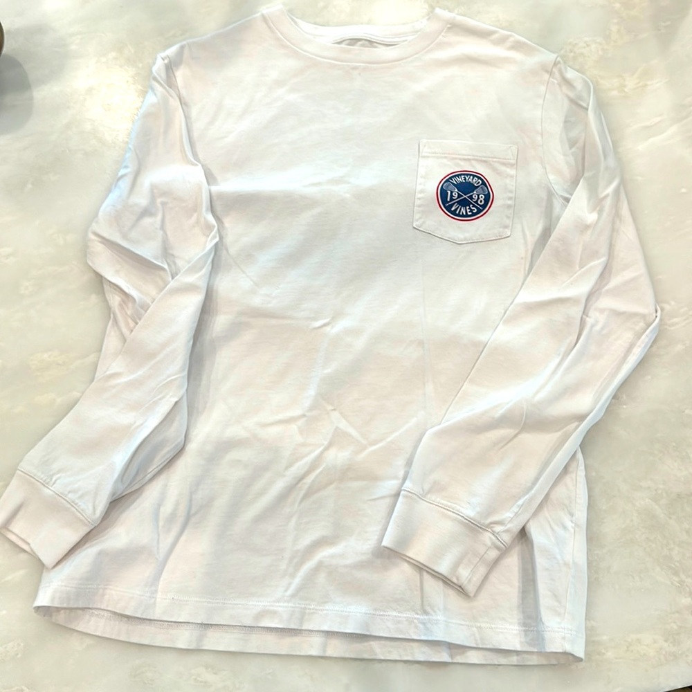 Vineyard Vines lacrosse long sleeve white cotton shirt